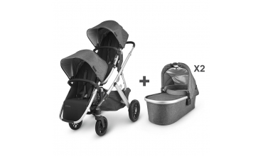 Vista V2 Jordan Grey Twin Stroller + 2 Carrycots Pack