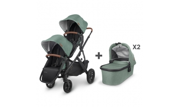 Vista V2 Gwen Green Twin Stroller + 2 Carrycots Pack