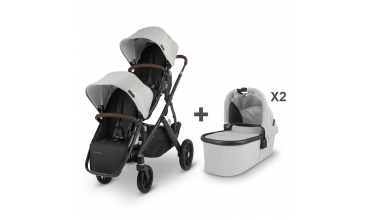 Vista V2 Anthony Grey Mottled Twin Double Stroller + 2 Carrycots Pack